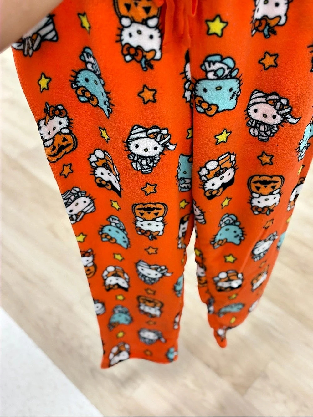 Sanrio Hello Kitty Halloween Fleece Pajama Pants in Orange & Black
